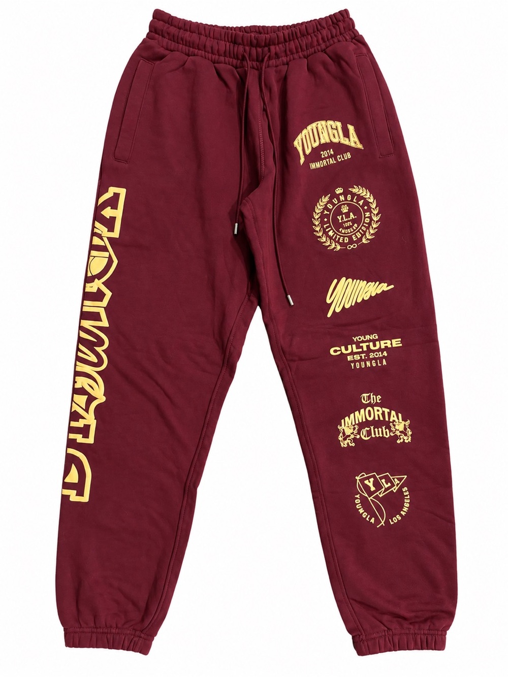 YoungLA 204 Immortal Killer Joggers Men’s Small Burgundy Graphic Sweatpants